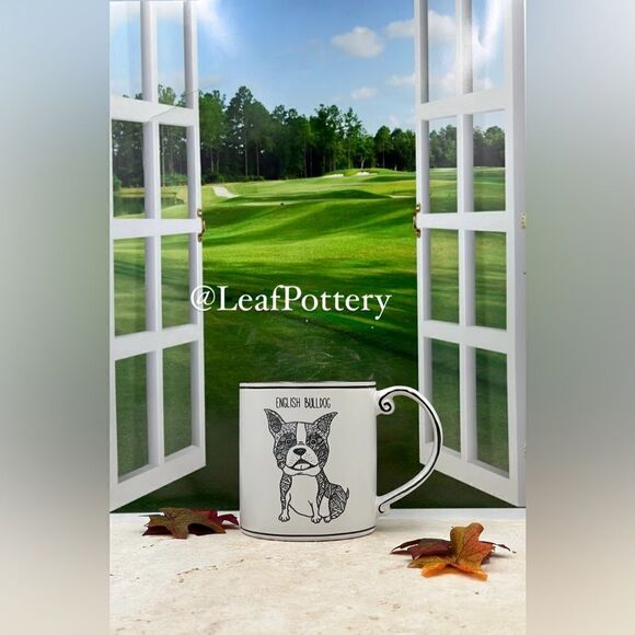 English Bulldog White/Turquoise  Ceramic  21oz  Mug - Picture 5 of 9